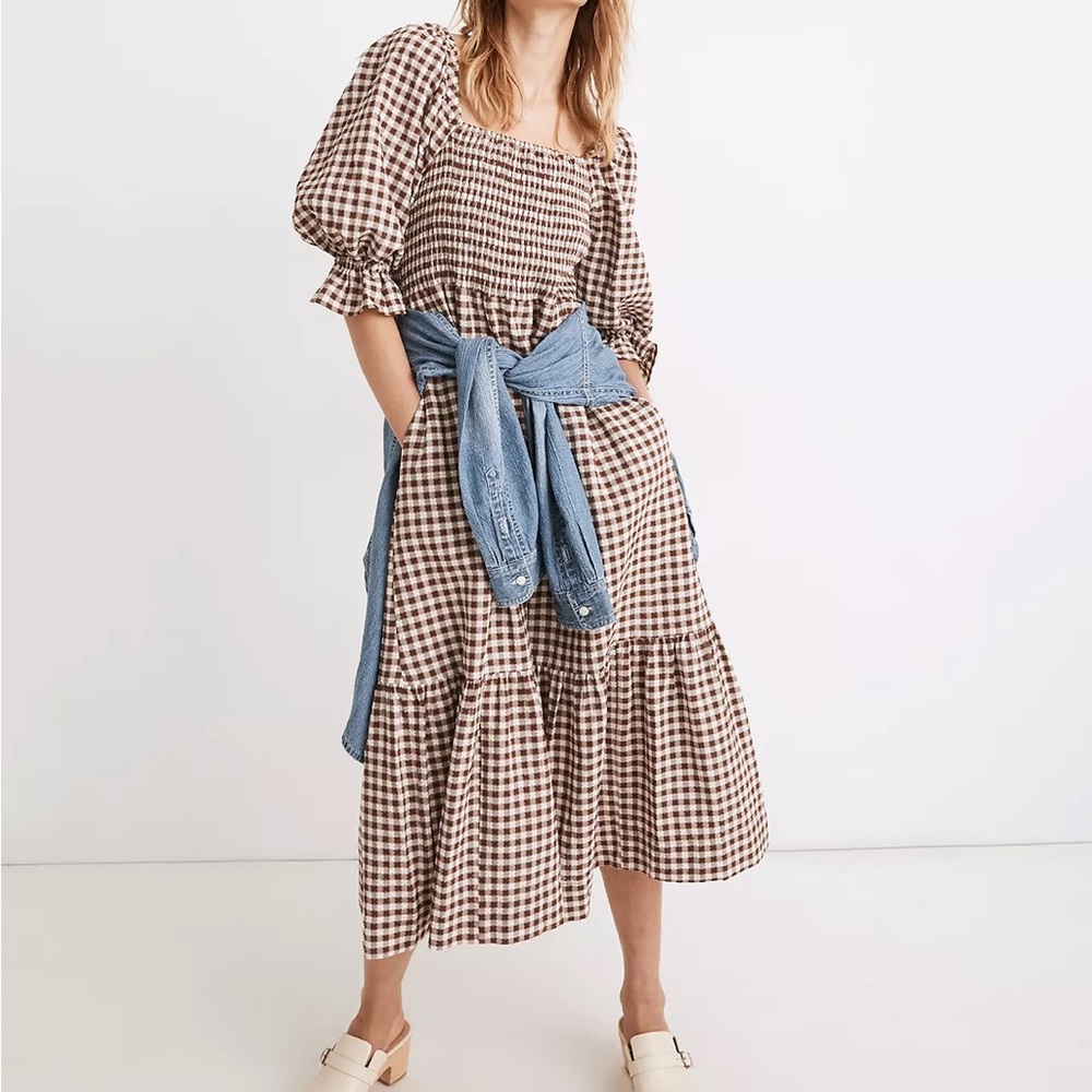 Madewell Lucie Smocked Dress in Gingham